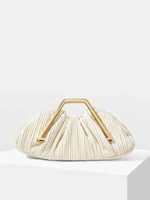 MOTF PREMIUM LADIES' ELEGANT PLEATED HANDBAG WITH EXQUISITE HARDWARE HANDLES - Off-white - View 1