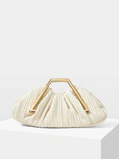MOTF PREMIUM LADIES' ELEGANT PLEATED HANDBAG WITH EXQUISITE HARDWARE HANDLES
