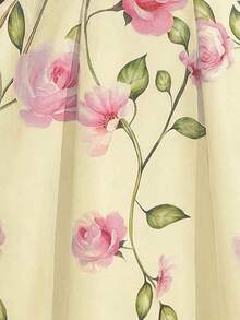 SHEIN MOD Đầm midi nữ trễ vai in hoa, thanh lịch, thắt eo, thích hợp cho hẹn hò và tiệc tùng. - Màu vàng - Xem 7