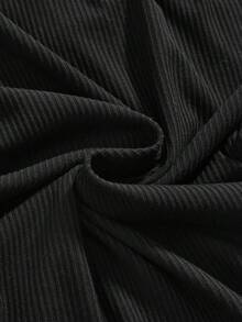 ROMWE Avant Women's Y2K All-Match Versatile One Shoulder Design Hollow Out Ruched Textured Ribbed Fabric Camisole - Black - View 4