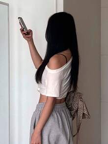 DAZY Camiseta de cuello redondo de manga corta con nudo retorcido, top ajustado y versátil para mujer en verano - Blanco - Ver 6