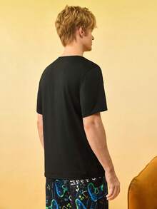 1 pieza Top de pijama con estampado de videojuegos - Negro - Ver 2