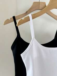 Tseoso 2 件装 95% 纯棉休闲吊带款式，适合修身女式连体裤、打底裤，四季皆宜，复古、可爱、柔软女孩、居家、返校、秋季女装、百搭、乡村、运动、初秋、休闲、基本款 - 彩色 - 查看 7