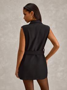 SHEIN Cottnline Blazers de ajuste regular de unicolor para mujer - Negro - Ver 2