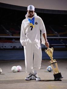 EVRINFINITE 男士休闲时尚街头标语印花落肩宽松透气短袖T恤，夏季，夏季足球服 - 白色 - 查看 9