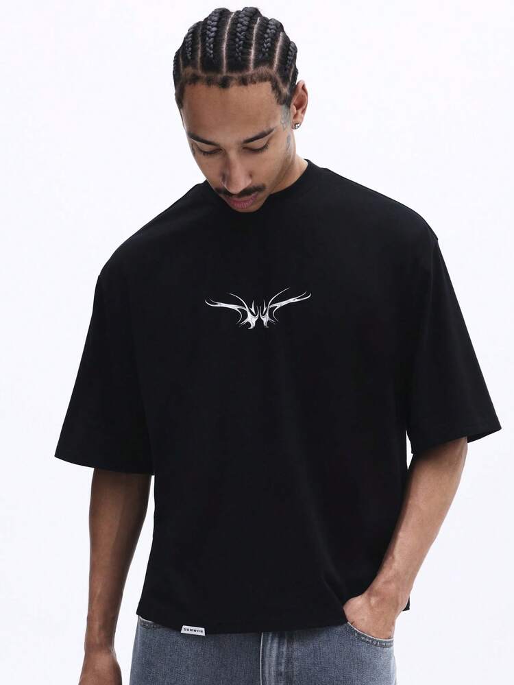 Oversize-T-Shirt mit Rundhalsausschnitt und Metallic-Grafik