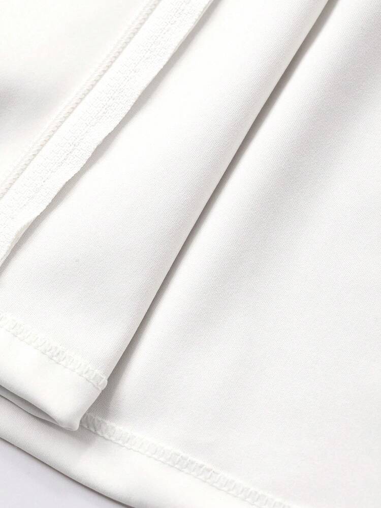 White Fitted Cinched Waist High Neck Sports Jacket For Women, Suitable For Fitness, Easter Holiday, Spring & Summer