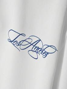 STYNVO Áo thun nam màu trắng dáng rộng, vai rớt, in chữ, phong cách thường ngày, thích hợp cho kỳ nghỉ và đi làm, mùa hè. - trắng - Xem 7