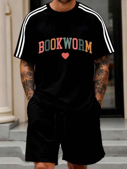 Hombre002TWy007 Conjunto de Rayas Camiseta y Short Casual - Tela Resistente Transpirable Sin Molestias en la Piel Unisex Envío Local México en Stock Versátil para Salidas y Actividades Cotidianas