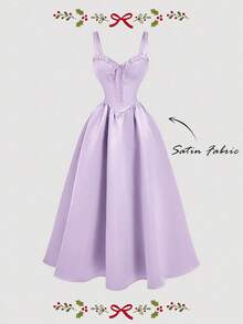 SHEIN MOD Đầm hai dây buộc dây phía sau, vạt xòe. - Màu tím - Xem 2