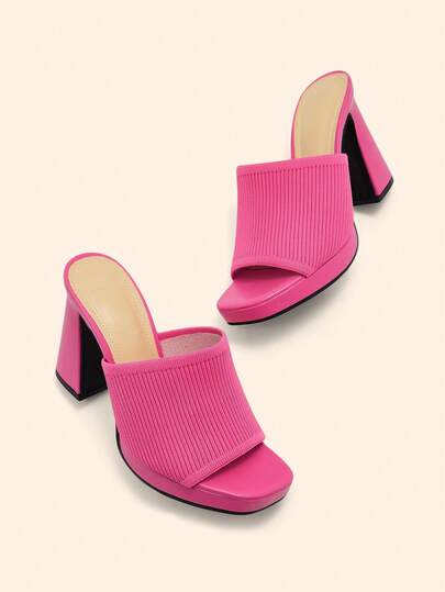 CUCCOO BASICS Women's Square Toe Thick Sole Comfortable Stylish High Heel Sandals For Christmas Spring Shoes