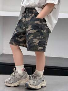 DAZY Toddler Boys' Washed Camouflage Print Denim Shorts - Army Green - View 4