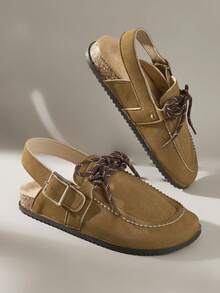 Solecia Women's Buckle Design Casual Versatile Flat Shoes - Brown - View 6