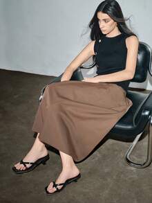 夏季新款软皮方头凉鞋、细跟一脚蹬人字拖、百搭细跟人字拖，女士 - 黑色 - 查看 6