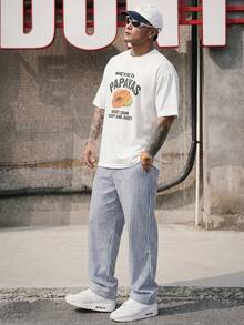 DAZY 男士字母印花短袖T恤和长裤套装，夏季 - 彩色 - 查看 5