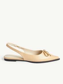 CUCCOO CHICEST Women's Pointed Toe Metal Bow Slip-On Hollow Out Shoes, Stylish Summer Shoes - Apricot - View 3