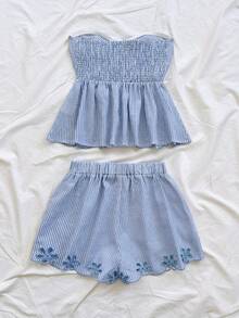 Soleia 春夏新款休闲度假西部海滩婚礼宾客礼服毕业早午餐女装，圣帕特里克节春假复活节音乐节优雅波西米亚热带风情条纹系带露背印花两件套 - 彩色 - 查看 2