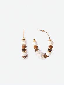 Opalesca 18K Gold Plated Tiger Eye & Faux Pearl C-Shaped Hoop Earrings,Outfits, Old Money,Beaded,Wedding/Bridal Accessories,Fairycore/Fairy,Pearl,For Mom/Women/Girl/Mother,Elegant,Premium,Classy,Crystalsbeaded,Wedding/Bridal Accessories,Fairycore/Fairy,Pearl,For Mom/Women/Girl/Mother,Elegant,Premium,Flower,Crystals,Gold,Easter,Travel/Beach/Vacation,Boho - Gold - View 6