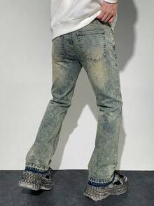 SHEIN Jeans casual versatili da tutti i giorni con tasche e bottoni per ragazzi adolescenti - Lavaggio chiaro - Visualizzare 2