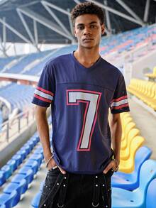 EVRINFINITE Camiseta deportiva casual de manga corta para hombre de verano, camiseta de fútbol de verano Copa del Mundo de Fútbol 2026, conjunto a juego para parejas en vacaciones. - Azul Marino - Ver 3