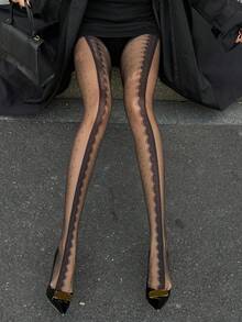 DAZY Women's Bow & Rhinestone Decor Sheer Sexy Pantyhose - Black - View 6