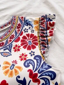 Soleia Áo thun nữ cổ tròn tay ngắn in hoa, thích hợp cho kỳ nghỉ. - Nhiều màu - Xem 6