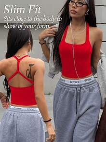 Dewbera 女士无缝瑜伽运动文胸无钢圈健身短款运动背心跑步内衣 - 紅色 - 查看 7