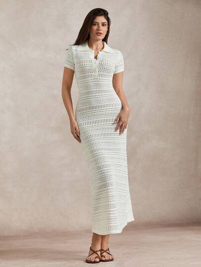 Briarwyn Women's Vacation Casual Solid Color Hollow Out Knit Dress