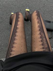 DAZY Women's Bow & Rhinestone Decor Sheer Sexy Pantyhose - Black - View 8