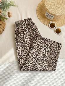 SHEIN LMoss Young Girl Woven Plaid Loose Casual Pants - Khaki - View 5