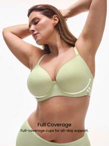 LUVLETTE Áo ngực Plus Dream Curve Support + Green Smooth Full Coverage Support T-Shirt Minimizer Bra Black Bra Flexi SizeFreedom Bra - Màu xanh Ô liu - Xem 4