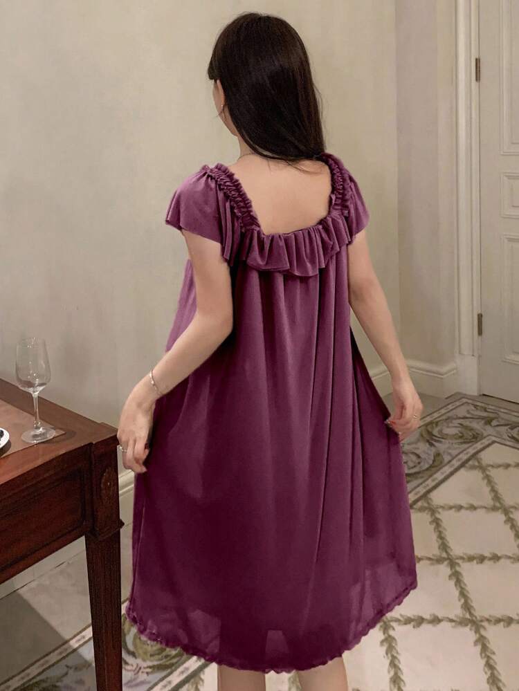 Lightweight Ruffled Mesh Dress, Sweet Summer Sleepwear For Women