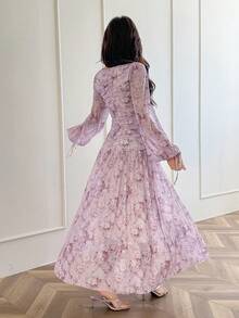 Feyla 优雅浪漫印花褶皱女式连衣裙 - 彩色 - 查看 7