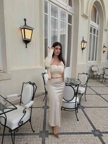 ORNATELLA 珠饰水钻针织开衫 - 杏色 - 查看 4