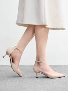 CUCCOO BIZCHIC 女士高跟鞋，新款裸色尖头细高跟鞋，法式镂空搭扣通勤鞋，优雅百搭约会宴会裙装搭配 - 杏色 - 查看 5
