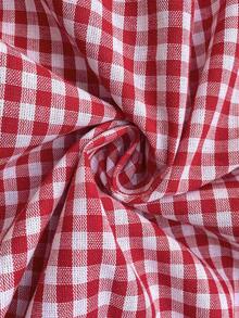 SHEIN 孕妇格子荷叶边吊带休闲连衣裙，适合度假 - 紅色 - 查看 7