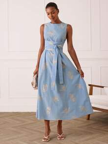 Lilora 这款优雅的女士无袖长款刺绣连衣裙，精致时尚，百搭又不失优雅，适合通勤、日常穿着、休闲外出、派对、约会、聚会、休闲活动、野餐、假日、度假、夏季郊游和假日旅行等各种场合。棉质夏季连衣裙、女士度假连衣裙、棉质连衣裙、女士连衣裙、休闲长裙、女士春季连衣裙、女士棉质休闲连衣裙、女士夏季度假装、女士连衣裙、女士场合连衣裙。 - 淺藍色 - 查看 8