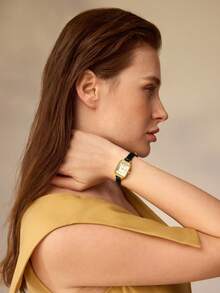 MOTF PREMIUM ENGRAVED GOLD-TONE ROMAN NUMERAL WOMEN'S WATCH - Black - View 5