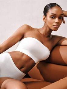 夏季女士无肩带文胸套装，包括细肩带文胸、抹胸、露背上衣和吊带背心 - 白色 - 查看 1