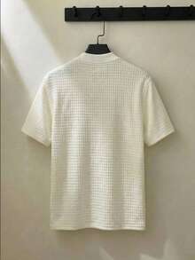 ESTAVOR Men's Minimalist Bear Embroidery Textured Crew Neck Short Sleeve T-Shirt - White - View 2