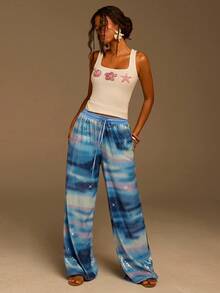 Athîral 女士抽绳腰扎染亮片宽松阔腿裤 - 彩色 - 查看 3