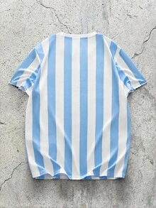 EVRINFINITE 阿根廷国家足球队球衣T恤 - 轻盈透气的圆领T恤，印有阿根廷队队徽和文字，条纹设计，是足球迷的理想之选，夏季足球球衣 - 彩色 - 查看 2