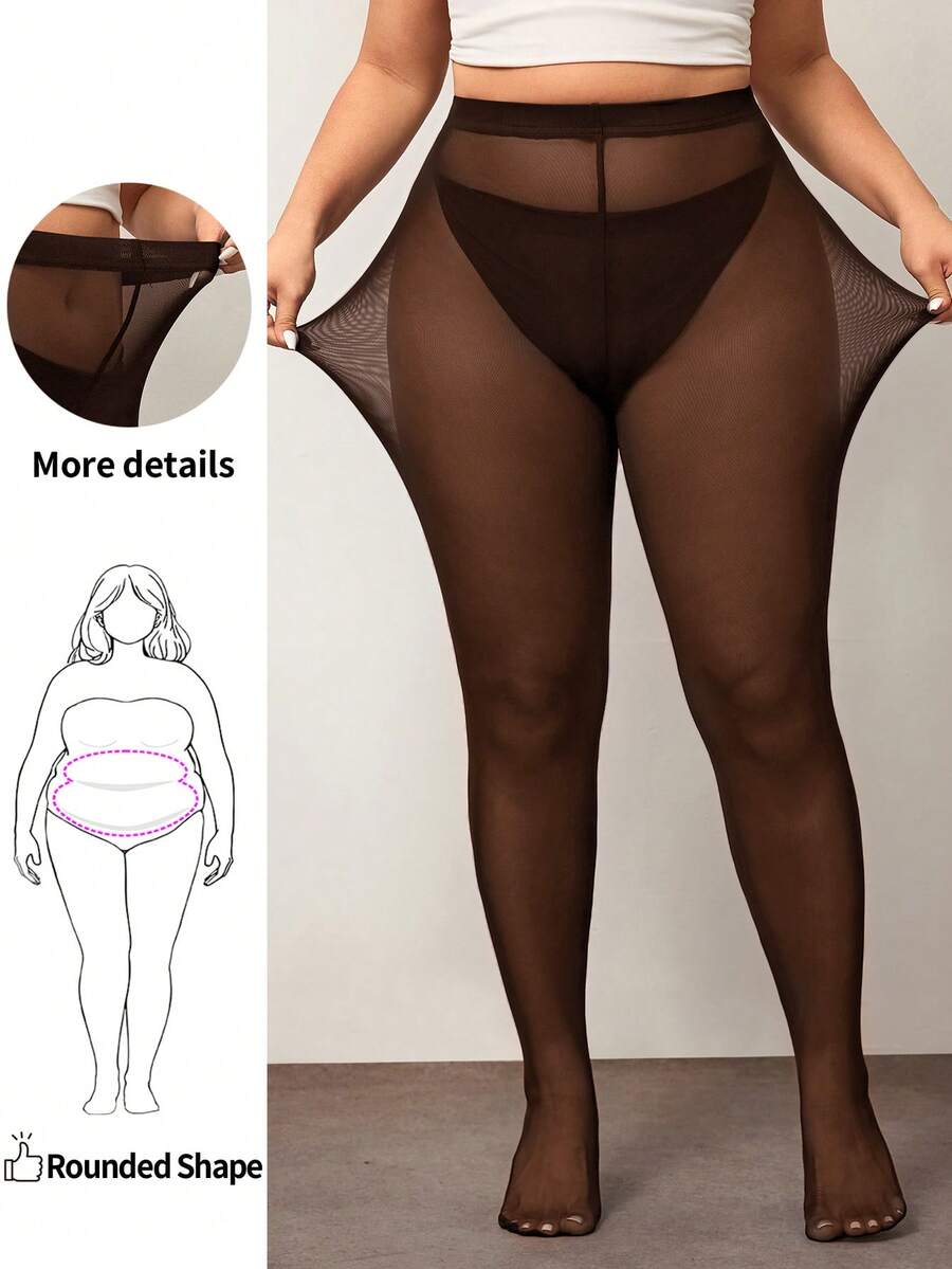 Enliva Quần tất nữ cỡ lớn màu trơn, gợi cảm, mỏng, co giãn cao, phù hợp với dáng người quả táo và tròn trịa.