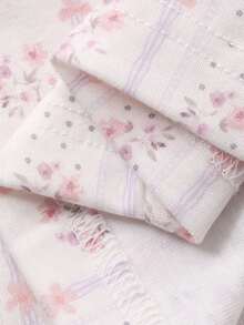 DAZY 3件套碎花撞色滚边女士睡衣套装 - 白色 - 查看 8