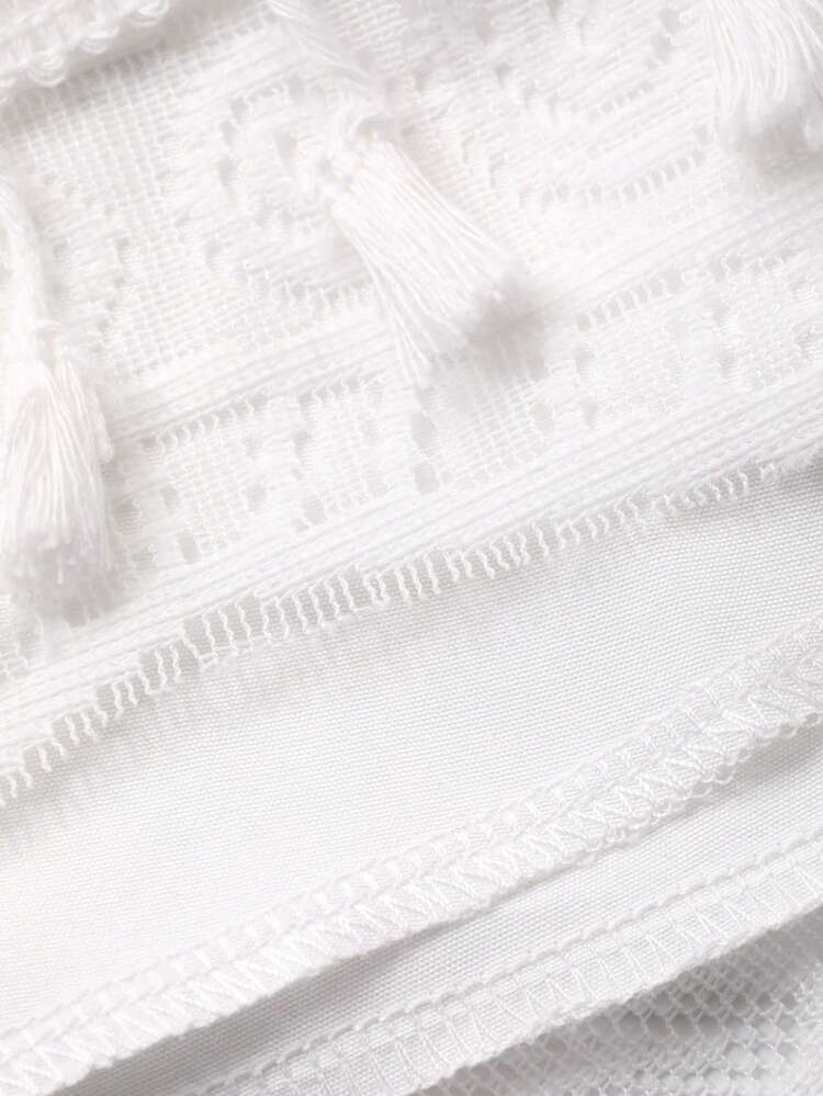 Women's Elegant Solid Color Lace Tassel Elastic Waist White Skirt, Spring/Summer,Wedding Guest Dress Women