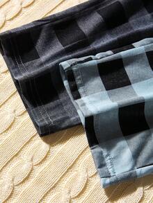 SHEIN 2条男士格子印花家居服裤子 - 彩色 - 查看 4