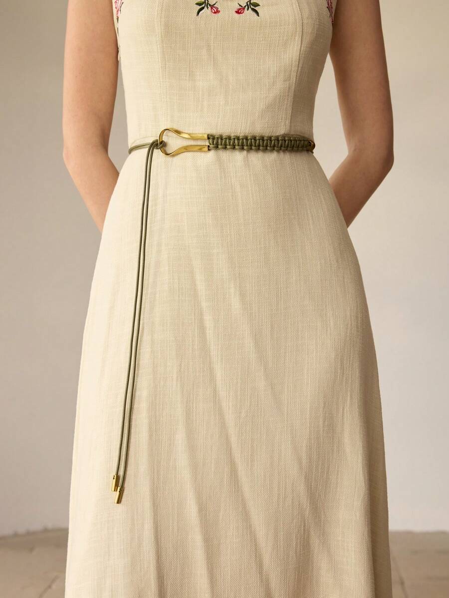 MOTF PREMIUM U-SHAPED BUCKLE KNOTTED WAIST BELT - Green - View 2