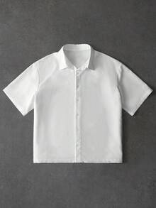 PAVTROS Men's Casual Eye & Teardrop Print Button Front Short Sleeve Shirt - White - View 2