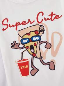 2pcs/Set Teenage Boys' Funny Food Pizza & Burger Print Snug Fit Loungewear Set, Ribbed Comfortable Fabric - Multicolor - View 5