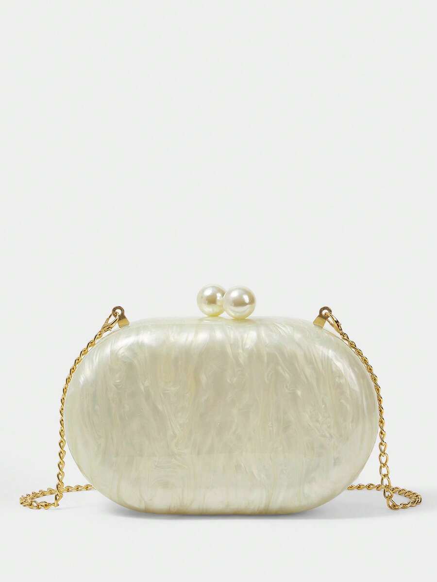 SHECARRY Ladies Clutch Bag, Exquisite Party Acrylic Clutch Bag. - Off-white - View 1